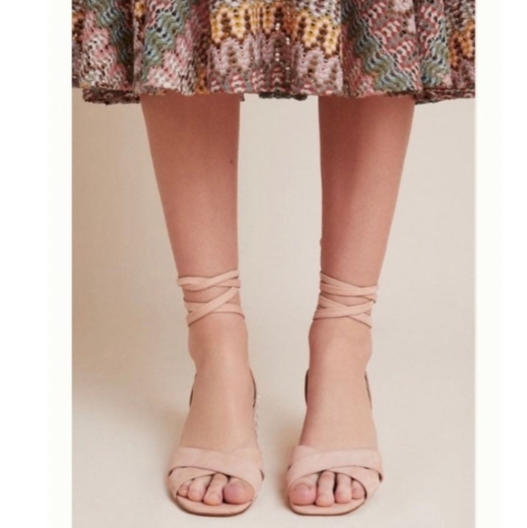 Anthropologie Ankle-Tie Block Heel Sandal- nude/blush - Picture 3 of 11